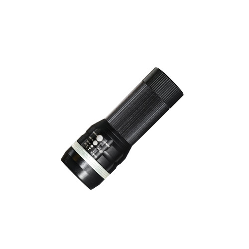 torch 1 led 3W with zoom to modify amplitude and power of shaft of light, weather-proof, in aluminium, with safe belt, functions with batteries