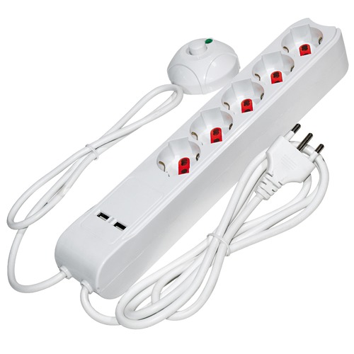 5 outputs + USB multisocket