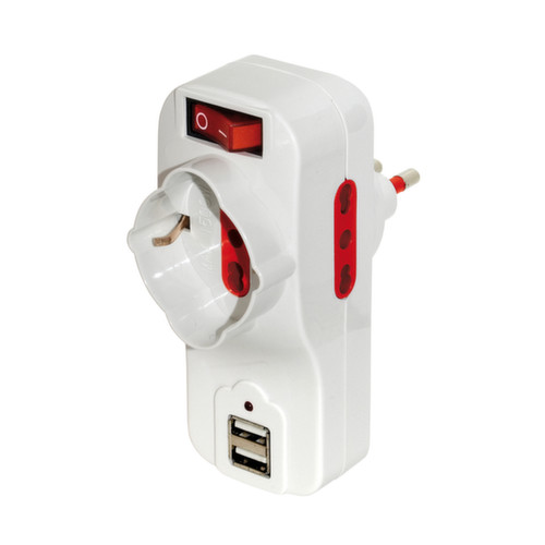 Adapter with 90° rotating plug USB